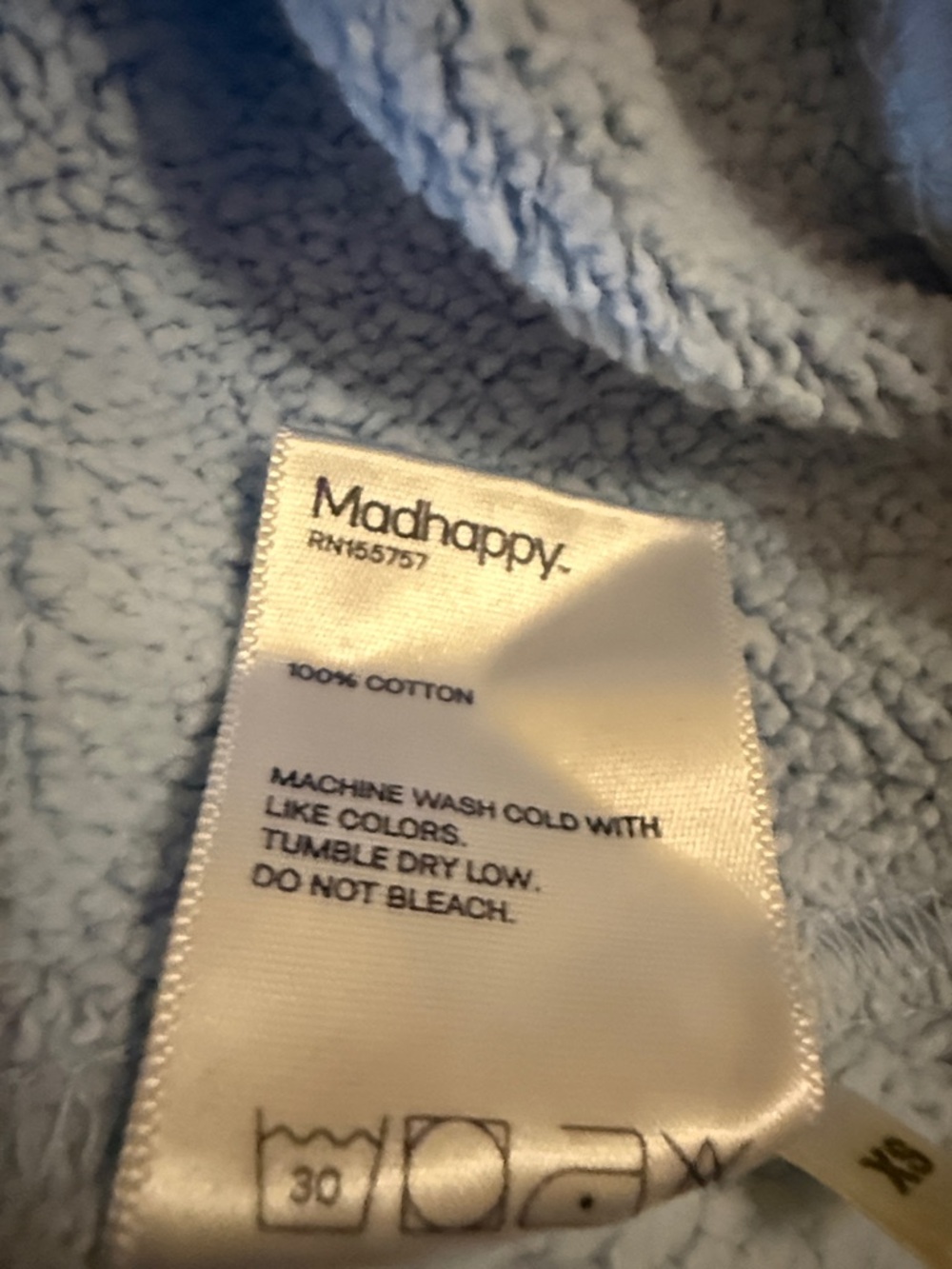 Madhappy Campus Fleece Hoodie in Blue. Unisex. Size XS. Oversized. - Picture 8 of 8